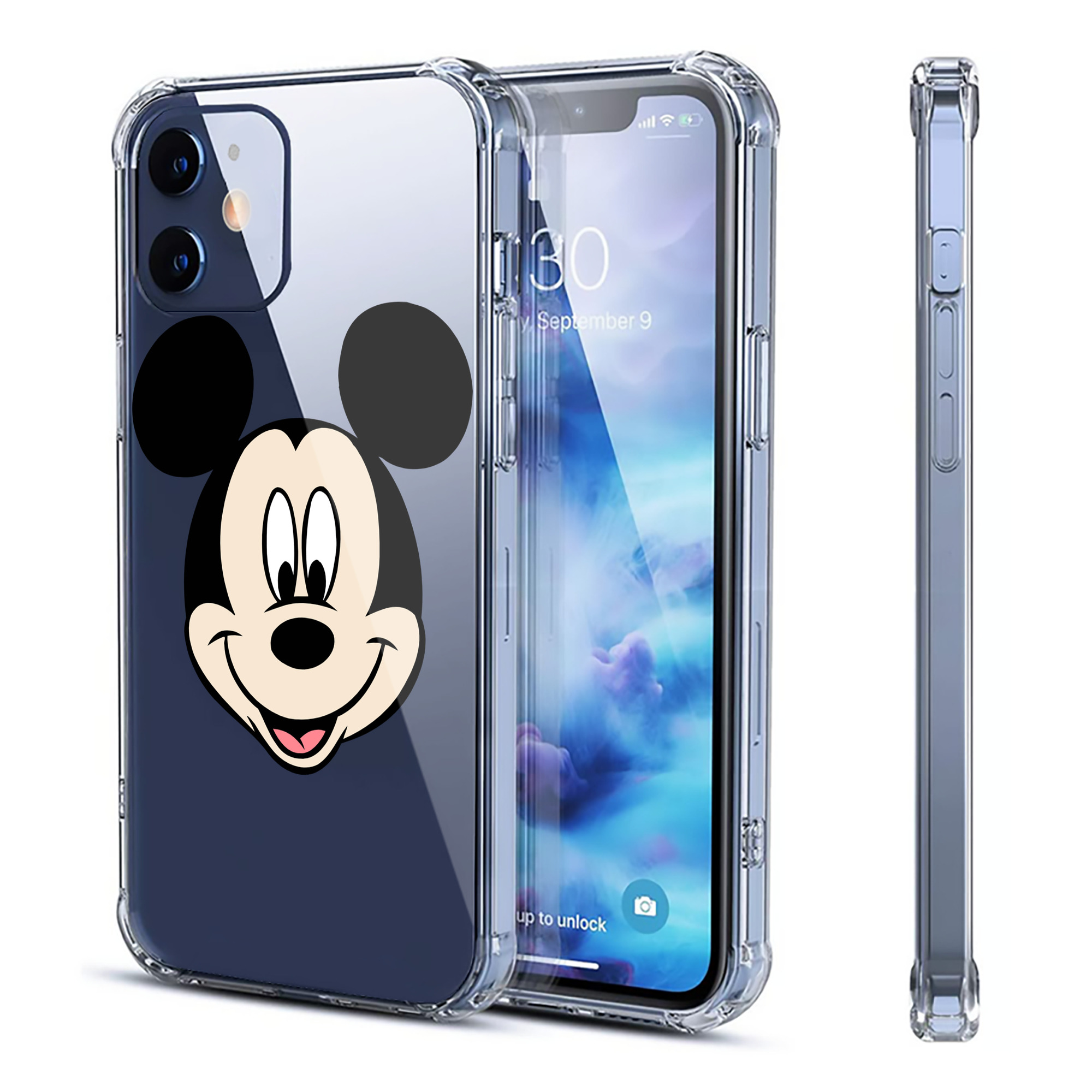 （画像用） ミッキーマウス Mickey Mouse 【iPhone 12シリーズ対応】透明スマホケース（クリアソフトケース）